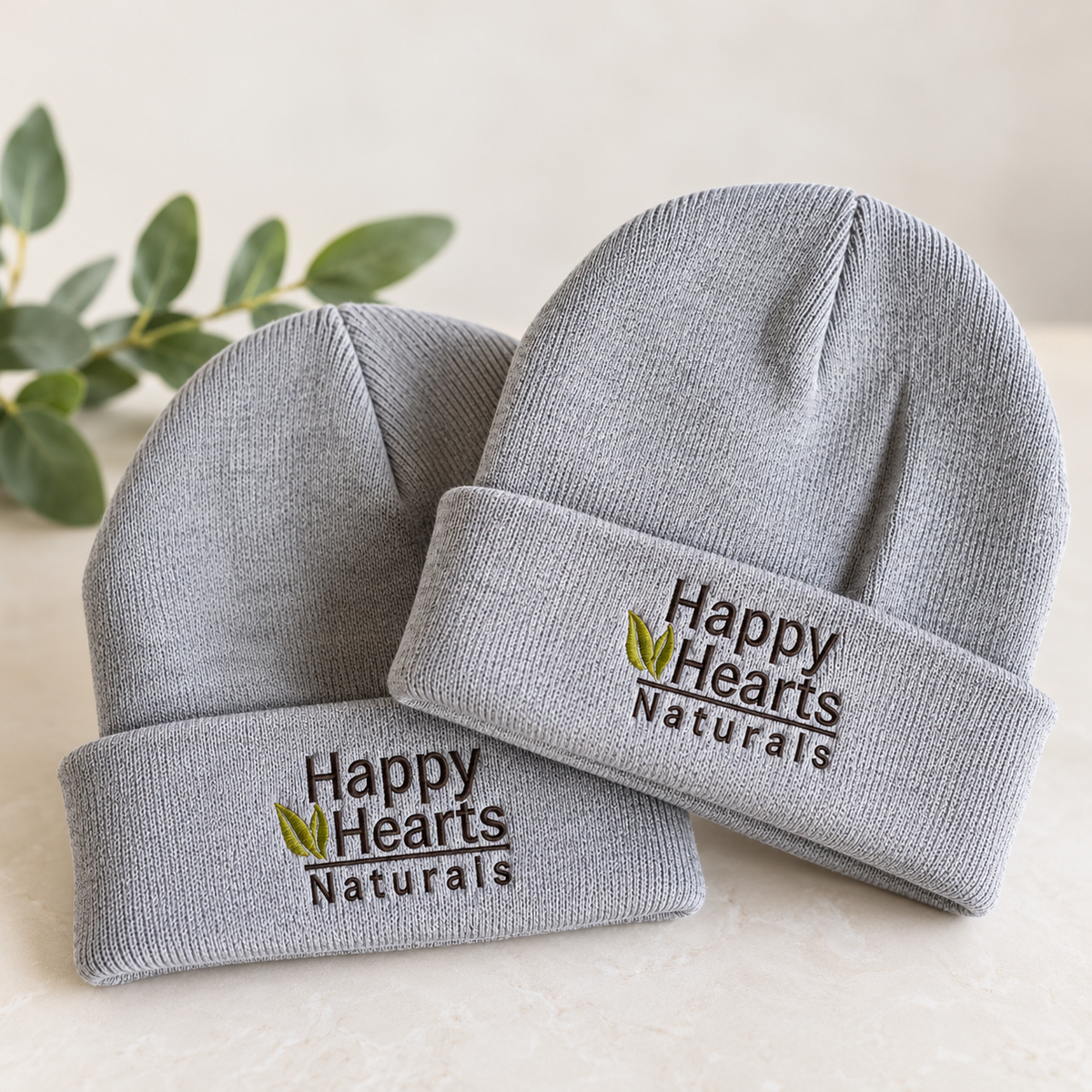 Happy Hearts Naturals Embroidered Beanie
